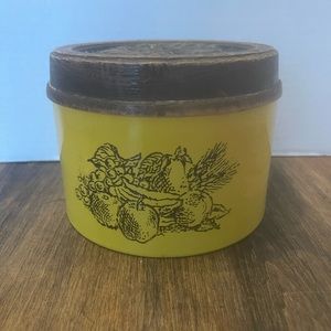 Vintage Cheinco "Woodbury" Mid Century Yellow Tin Canister